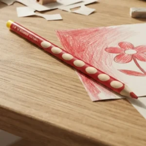 Kiraz Kırmızısı Renkli Solak Kuru Boya Kalemi | Solak Çocuk Kalemi